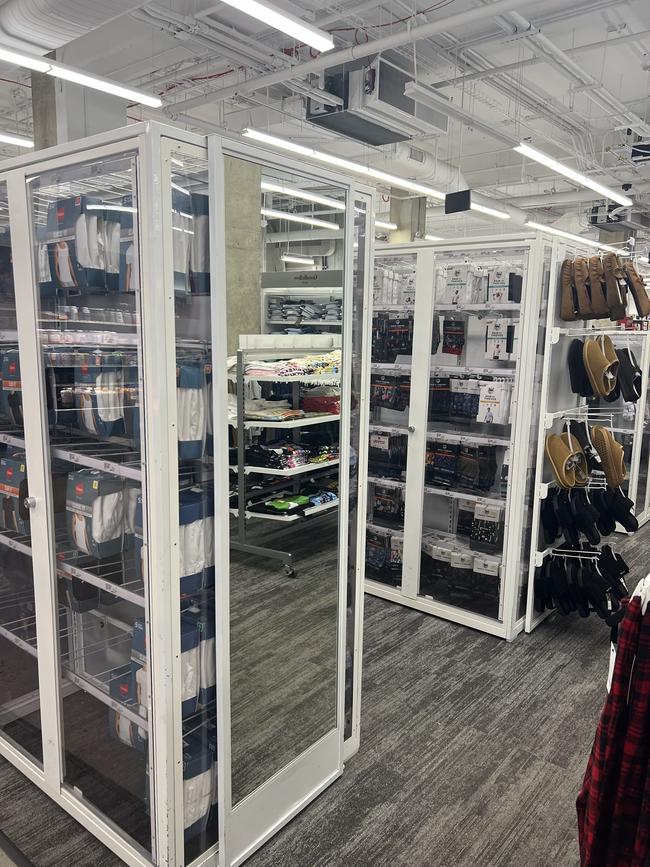 In this Manhattan store, rows of underwear, shirts and socks are kept locked in glass cabinets. Picture: news.com.au/ Daniel Peters