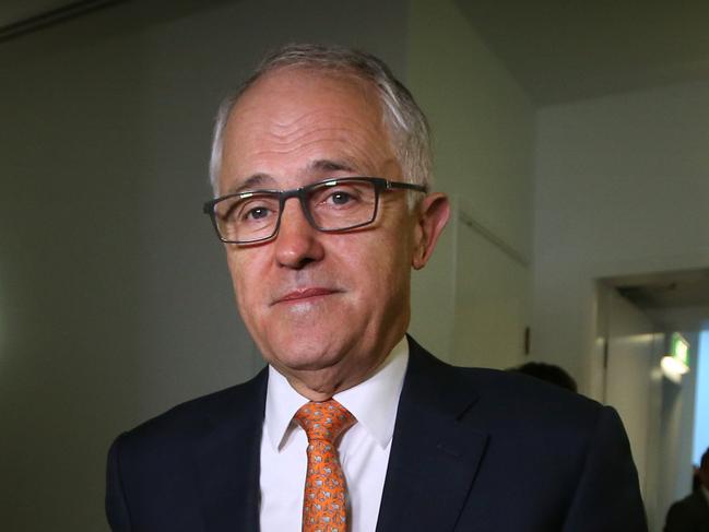 Prime Minister Malcolm Turnbull about to appearing on TV at Parliament House in Canberra. Picture Kym Smith