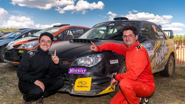 Bodie Reading and Mark Young following their 2023 Australian Production Cup Championship win. Picture: Aaron Wishart