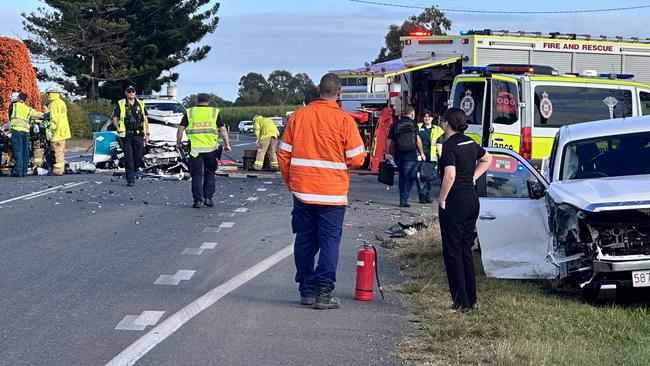 A serious traffic crash has shut down the Peak Downs Highway near Walkerston on July 11, 2023. Picture: Heidi Petith