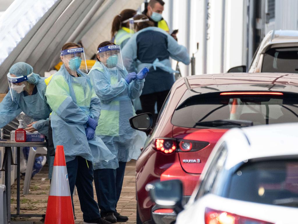 Medical staff working at the Bondi drive through covid testing centre, Sydney. Picture: NCA NewsWire