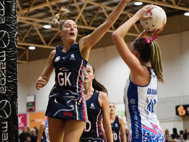 South Adelaide and Contax will compete in a top of the ladder clash this Friday. Picture: On the Ball Media/Netball SA
