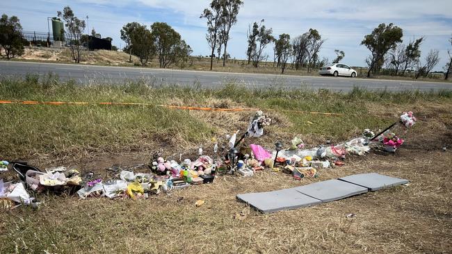 A roadside memorial for a Buckland Park teen killed in a crash in Adelaide's north has grown to several metres as loved ones continue to pay tribute. Picture: Natalie Vikhrov