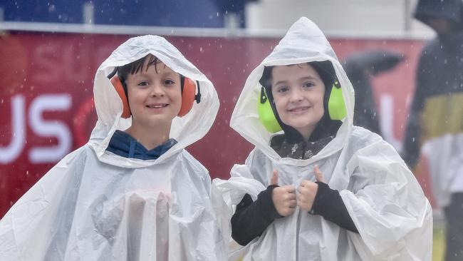 Young fans at the Australian Formula One Grand Prix at Albert Park in Victoria in 2018. Picture: Jake Nowakowski