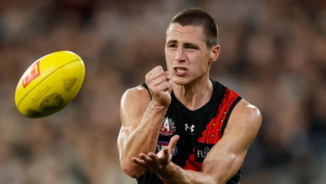 Essendon defender Jake Kelly was talked up repeatedly by the commentators. (Photo by Dylan Burns/AFL Photos via Getty Images)