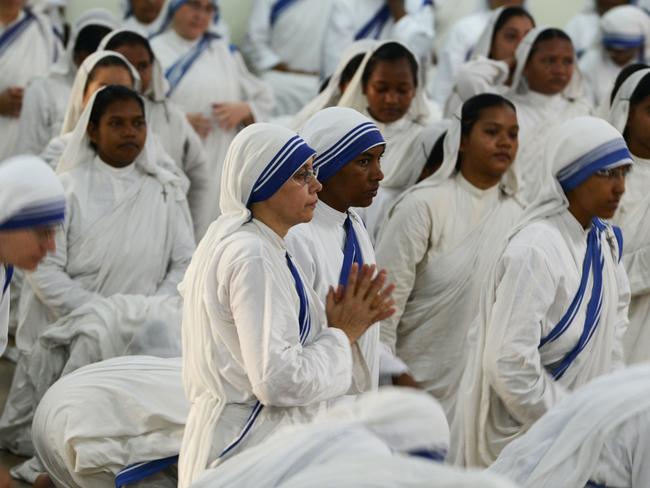 Indian nuns from Teresa’s Order, the Missionaries of Charity. Picture: AFP / Dibyangshu Sarkar