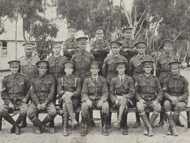 Sergeant George Venus, second from right, in camp at Claremont.