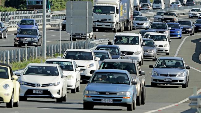 Easter traffic on the M1 at Mudgeeraba on the Gold Coast. Picture: Luke Marsden