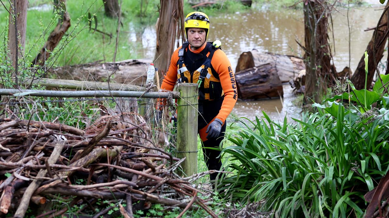 A swift-water response team member at the dam. Picture: Kelly Barnes