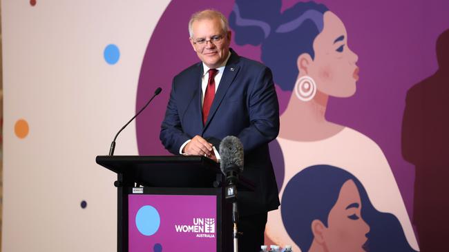 Prime Minister Scott Morrison at an International Women’s Day breakfast. Picture: NCA NewsWire/Gary Ramage