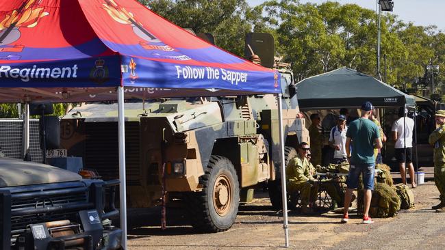 ADF tents on Merch Alley at the 2024 Darwin Triple Crown. Picture: Darcy Jennings.