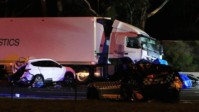 Four police officers died in the Eastern Freeway crash. Picture: Aaron Francis/The Australian