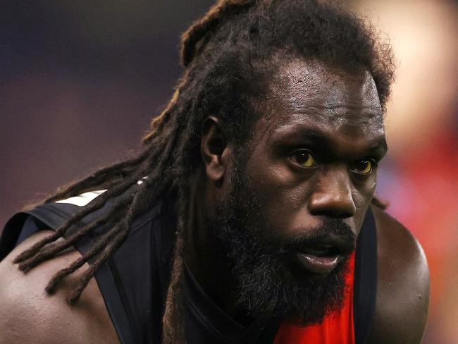 Anthony McDonald-Tipungwuti was subjected to a racist online attack after a Bombers elimination final loss he did not play in. Picture: Michael Klein