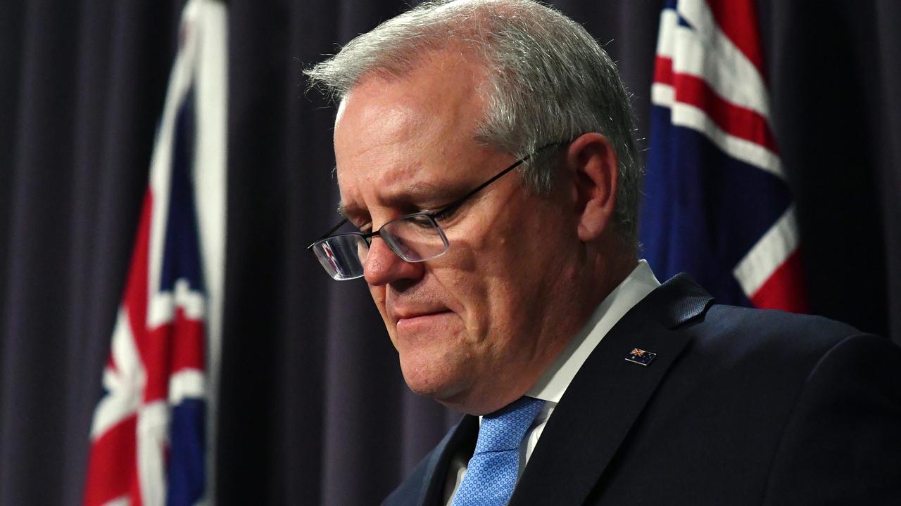 Scott Morrison announcing the set up of a special prosecutor to deal with any Australian servicemen accused of war crimes in Afghanistan. Picture: Getty Images