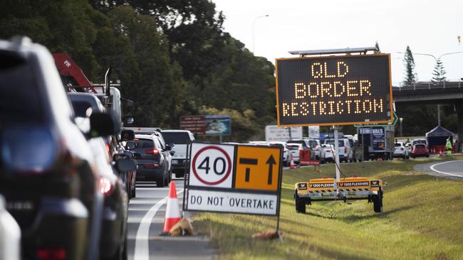 Traffic on the Gold Coast Highway at the police checkpoint in Coolangatta. Picture: NIGEL HALLETT