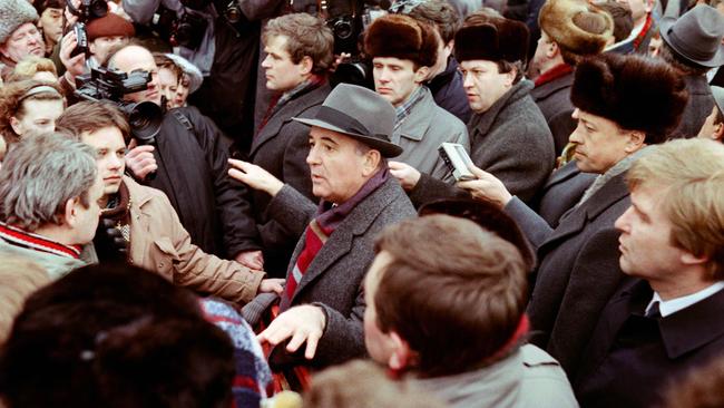 Mikhail Gorbachev addresses residents in Siauliai, Lithuania, in 1990, 18 months before the collapse of the Soviet Union. Picture: AFP