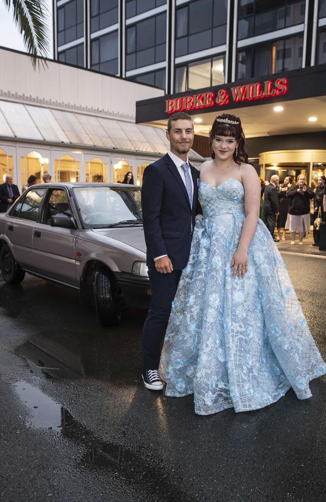 Graduate Stephanie Holley and partner Lachlan Withers at Toowoomba Flexi School formal at Burke and Wills Hotel, Thursday, October 10, 2024. Picture: Kevin Farmer