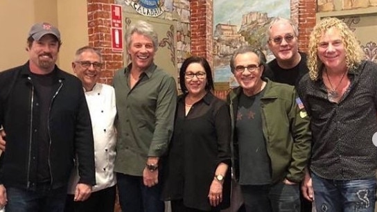 Bon Jovi having dinner at Enzo's Restaurant in Adelaide.