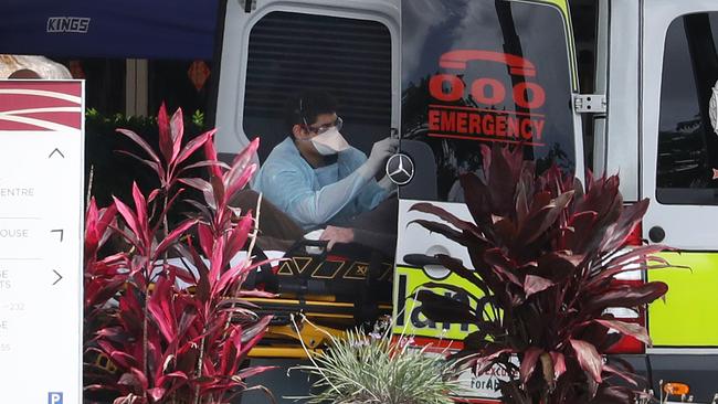 Jeta Gardens Aged Care residents are removed from the nursing home at the centre of the state’s deadliest Covid-19 outbreak as it struggling to keep the virus under control. Photo: Annette Dew