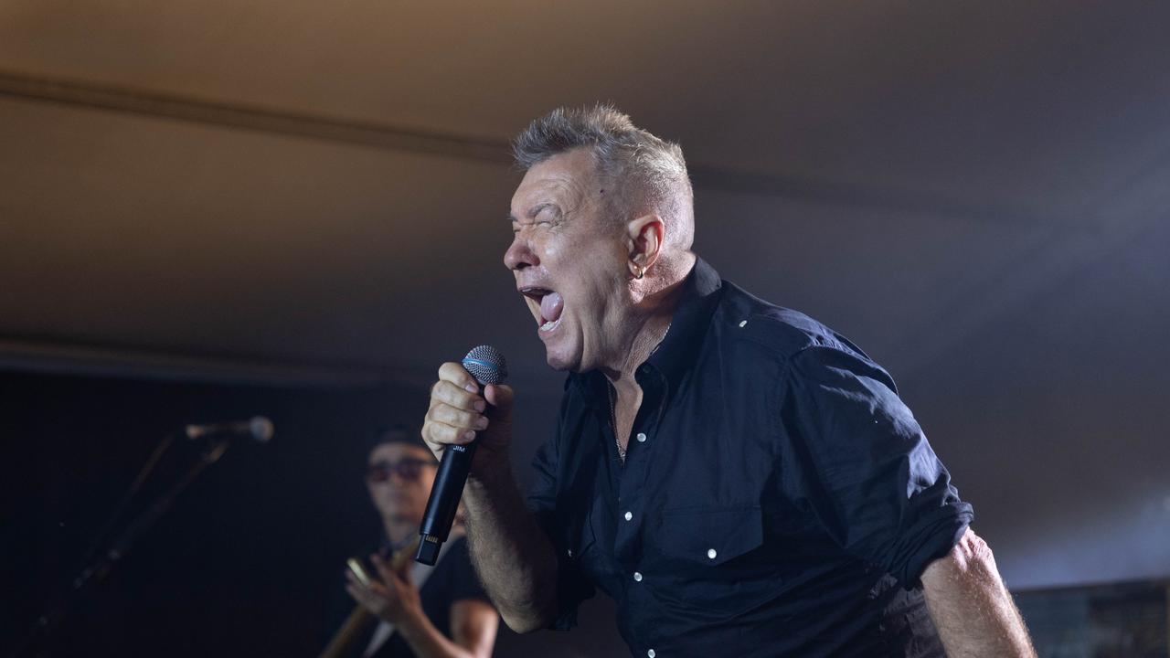 Jimmy Barnes performs at the Magic Millions race day. Picture: Luke Marsden.