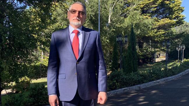 Russia's ambassador to Australia Alexey Pavlovsky in front of the Russian residence in Canberra. Picture: Dennis Shanahan