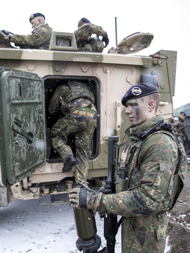 The Boxer vehicles during training exercises in Lithuania. Picture: Ella Pellegrini