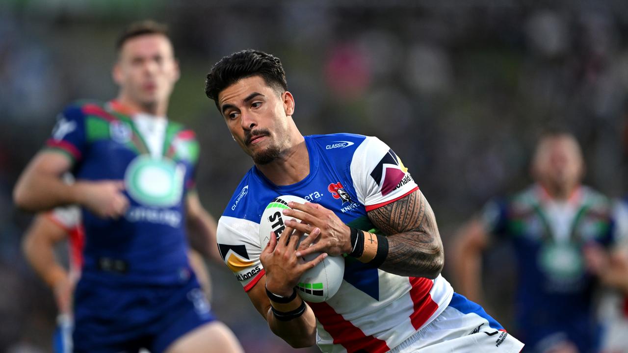 Knights winger Enari Tuala could be on his way to the Bulldogs. (Photo by Hannah Peters/Getty Images)