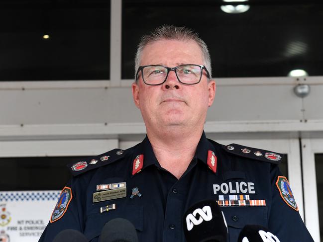 Police Commissioner Jamie Chalker addresses the media after Zach Rolfe was found not guilty on March 11. Picture: (A)manda Parkinson.