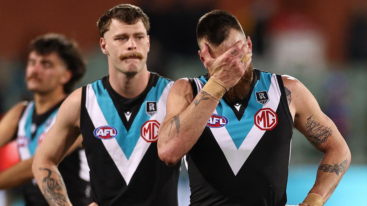 Port Adelaide was blown out by the Bulldogs in the prelim. (Photo by Daniel Kalisz/Getty Images)