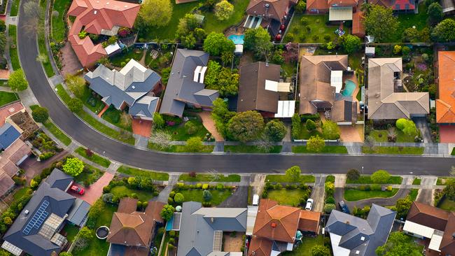 Flying over the suburbs of Melbourne