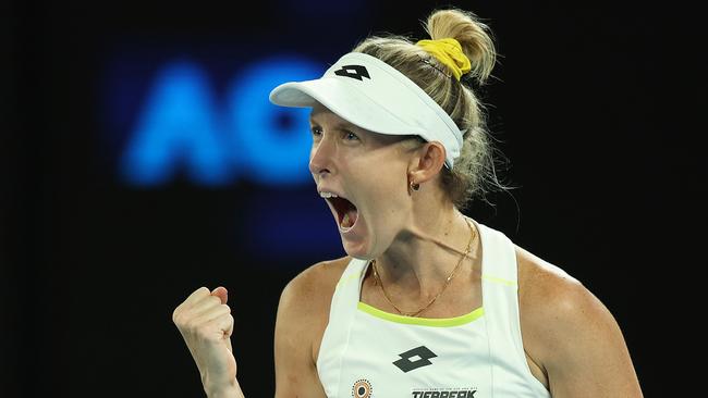 Storm Hunter of Australia celebrates a point in their round three singles match against Barbora Krejcikova of Czech Republic during the 2024 Australian Open at Melbourne Park on January 19, 2024 in Melbourne, Australia. Picture: Daniel Pockett/Getty Images