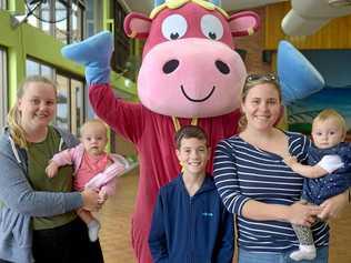 Ruth and Claire Spence; and  Quinton, Eleanor and Elka Dejager at Maggie Moo. Picture: Jann Houley
