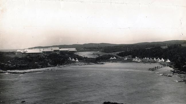 A historic picture of the beach being used by Prince Henry Hospital.