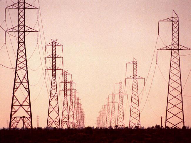 Electricity power lines at Port Augusta, SA. supply pylons /Electricity/supply