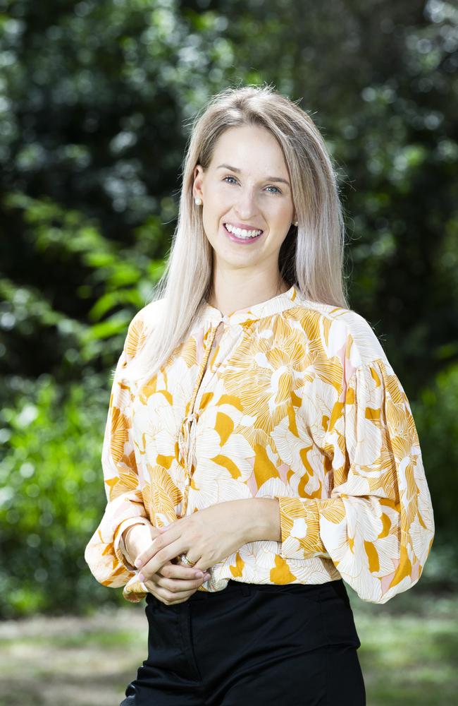 Brisbane's youngest councillor Lisa Atwood poses for a photograph in Carina. Thursday, April 2, 2020. (AAP Image/Renae Droop)