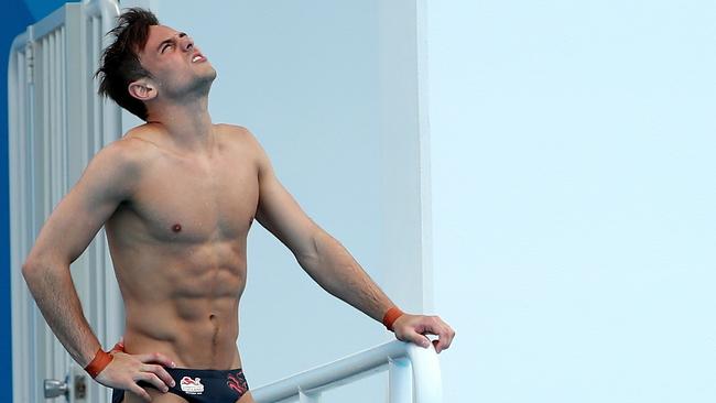 GOLD COAST, AUSTRALIA - APRIL 04:  Tom Daley of England looks on during a diving training session ahead of the 2018 Commonwealth Games on April 4, 2018 in Gold Coast, Australia.  (Photo by Clive Rose/Getty Images)