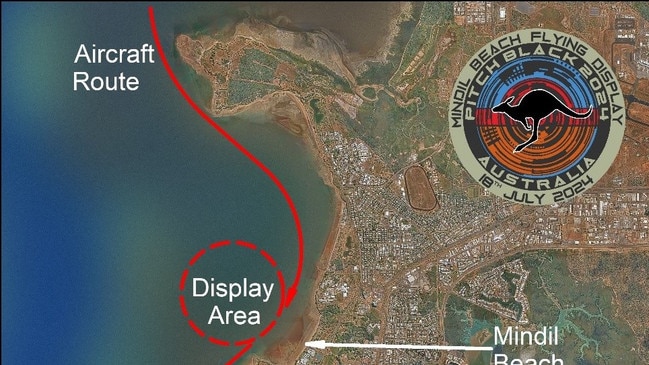 The route and display area for the Mindil Beach flyover. Source: Royal Australian Air Force.