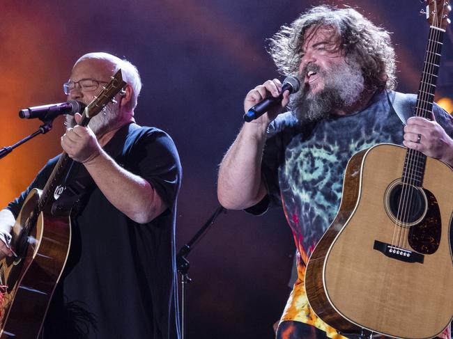 ATLANTA, GEORGIA - MAY 06: Kyle Gass (L) and Jack Black of Tenacious D perform on day 2 of the 10th Anniversary of Shaky Knees at Central Park on May 06, 2023 in Atlanta, Georgia. (Photo by Scott Legato/Getty Images)