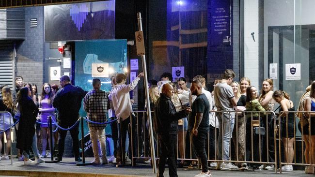 Patrons lining up outside Malvern Rd nightclub The Love Machine in Prahran. Picture: David Geraghty