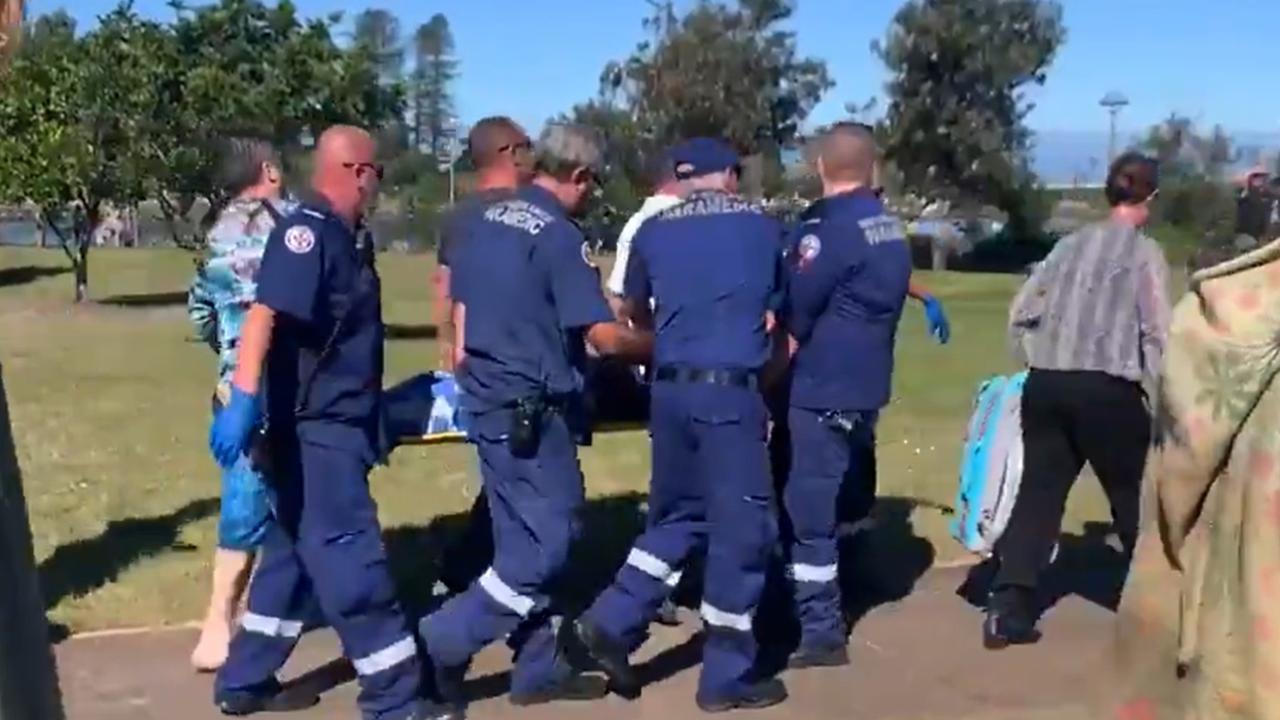 The man was bitten by a shark at Tuncurry Beach. Picture: 9 News