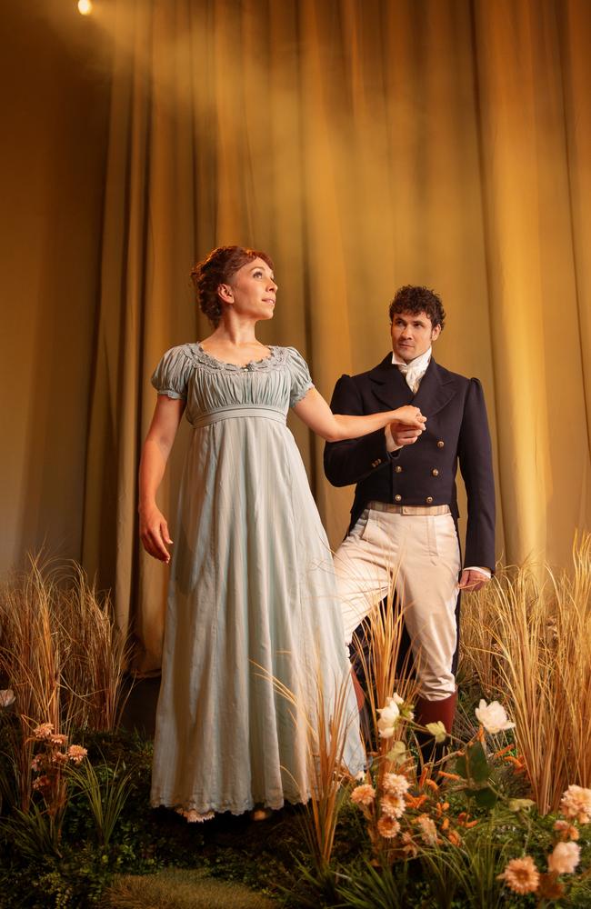 Queensland Theatre Company Pride and Prejudice leads, Andrew Hearle and Maddison Burridge, playing Mr Darcy and Elizabeth Bennet. (Photo: Oh Tilly Photography)