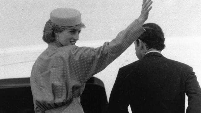 Princess Diana waves to the crowd at Melbourne Airport, as she and Prince Charles leave Melbourne for the final leg of their 1985 tour.