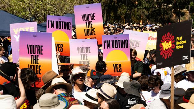 The Adelaide Walk for Yes, with participants crowded in Victoria Square.