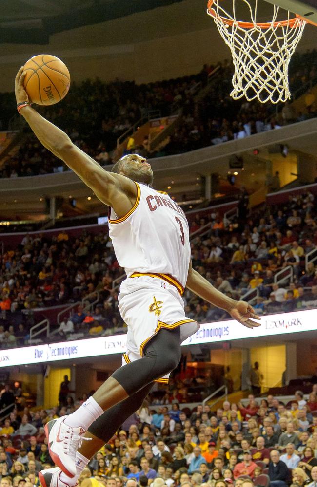 Dion Waiters #3 of the Cleveland Cavaliers makes a big time dunk.