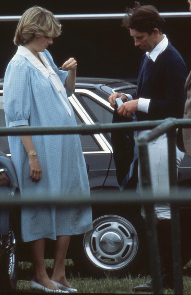 A pregnant Diana and Charles at the polo. Picture: Anwar Hussein