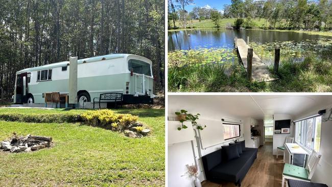 Bertha the Bus in Wamuran is among the coolest and quirkiest Airbnb stays in Queensland. Picture: Airbnb