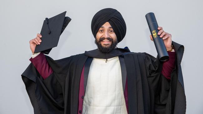 Bachelor of Nursing graduate, Tajinder Pal Singh. UniSQ graduation ceremony at Empire Theatre, Tuesday June 27, 2023.