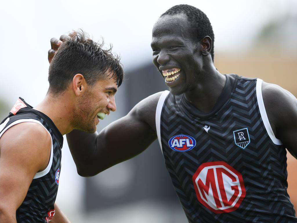 Port recruit Aliir Aliir looks happy at his new home.