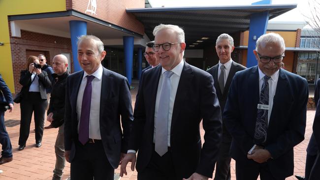 Prime Minister Anthony Albanese (centre) is yet to call a date for a federal election. Picture: NewsWire/Philip Gostelow