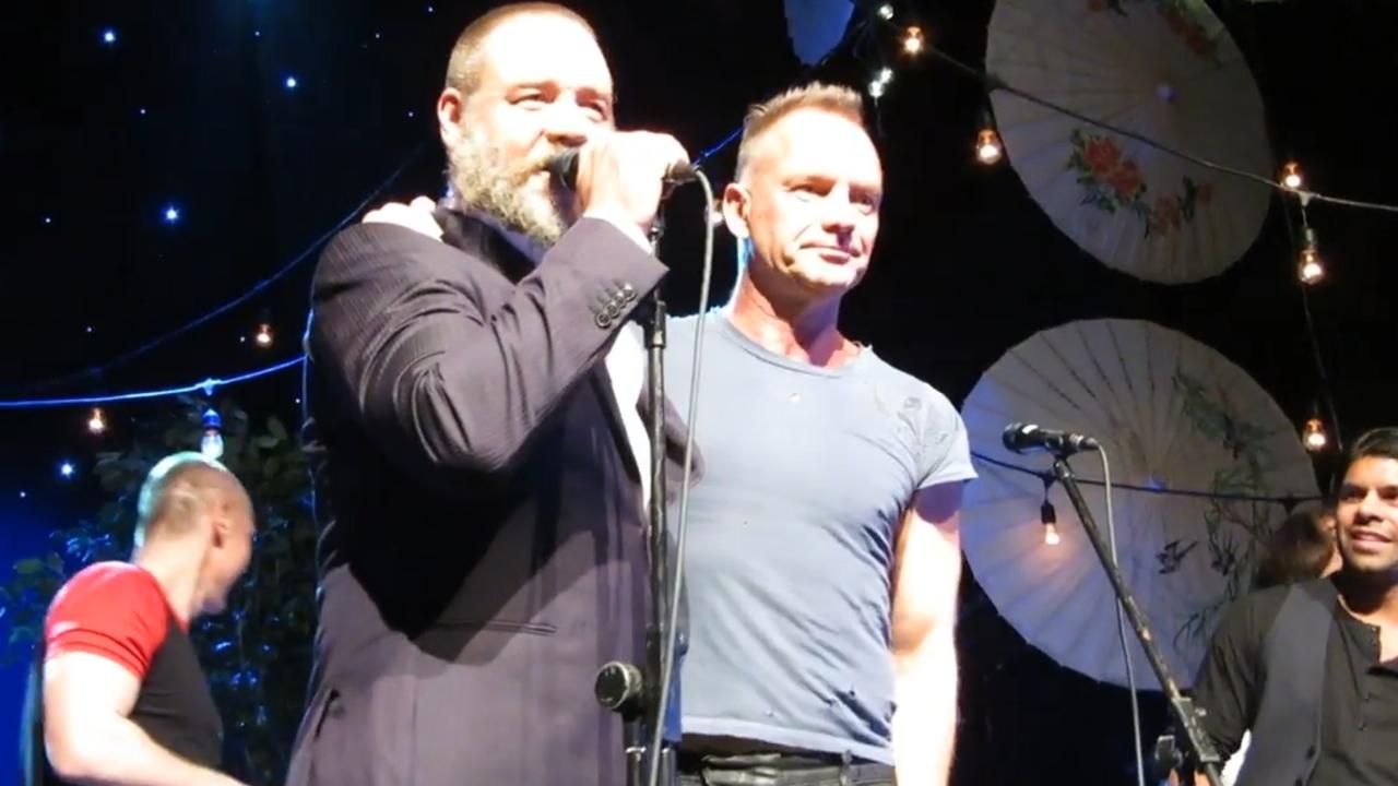 Russell Crowe and Sting play live show at Gramercy Theatre, New York City, October 13, 2012. Picture: BetweenTheRock/Youtube